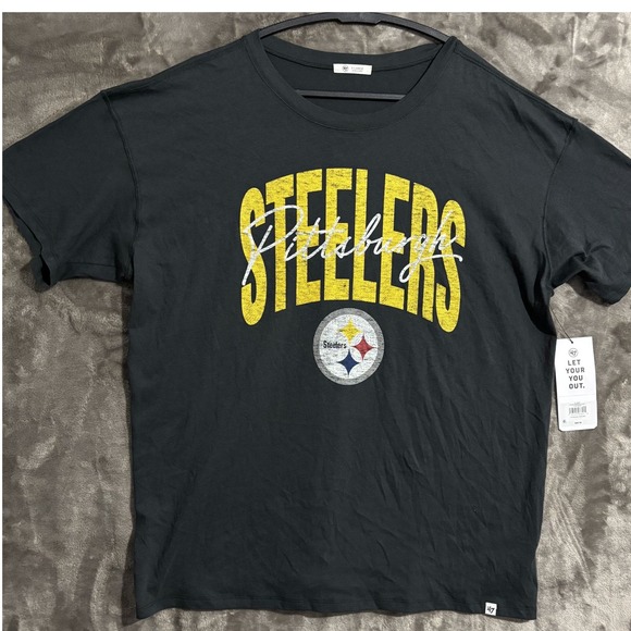 '47 Tops - Pittsburgh Steelers Shirt Womens XL Black '47 American Football Team NFL Graphic